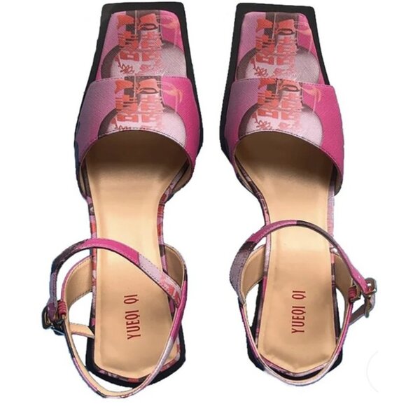 Yueqi Qi Double Happiness Sandals Sz 7 US 38 EU Chinese Designer Romantic Spring - Picture 11 of 11